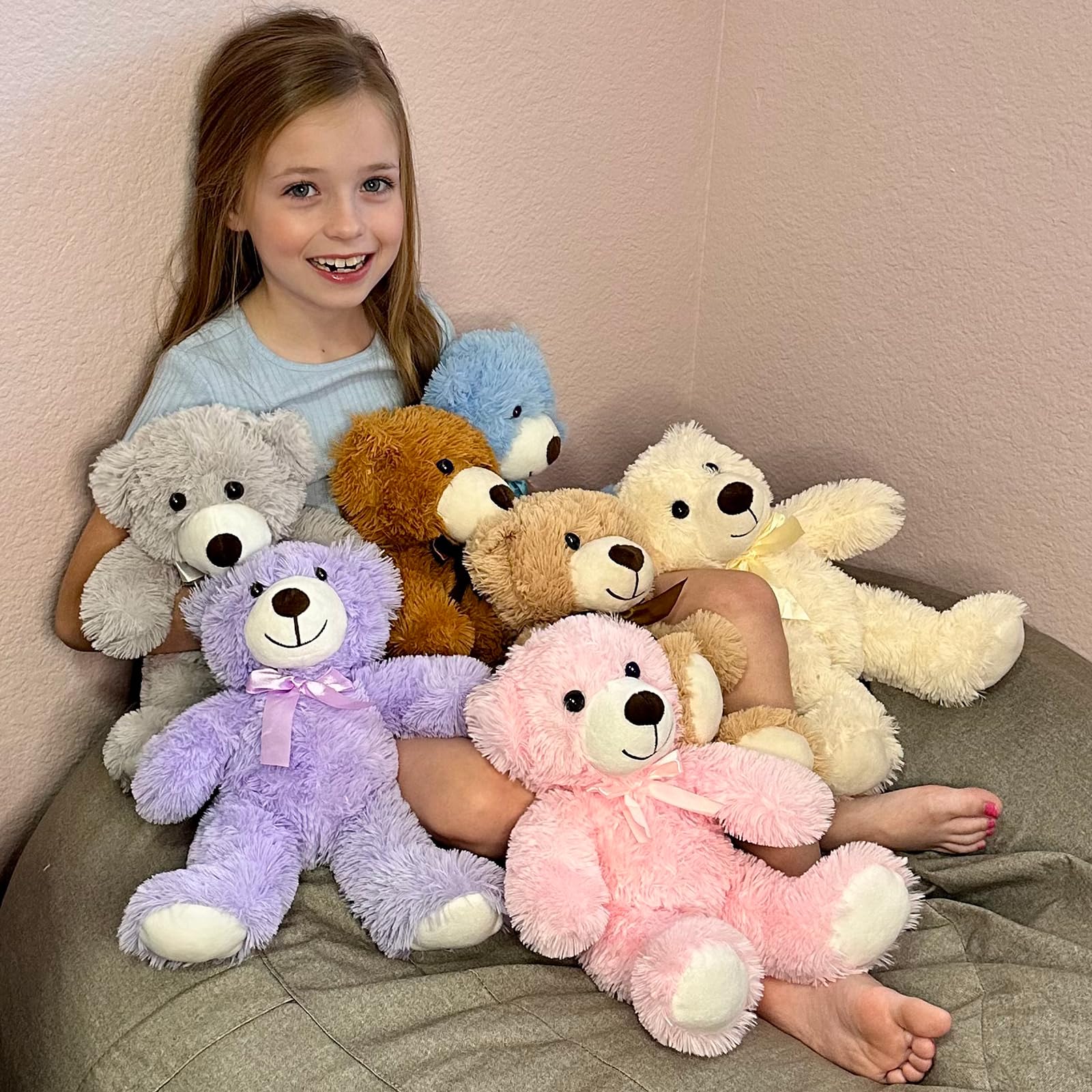 MorisMos 14in grey teddy bear cozy desk buddy and cuddle friend.