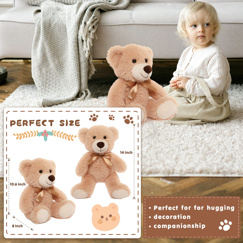MorisMos 14in purple teddy bear vibrant decor and soft playmate.