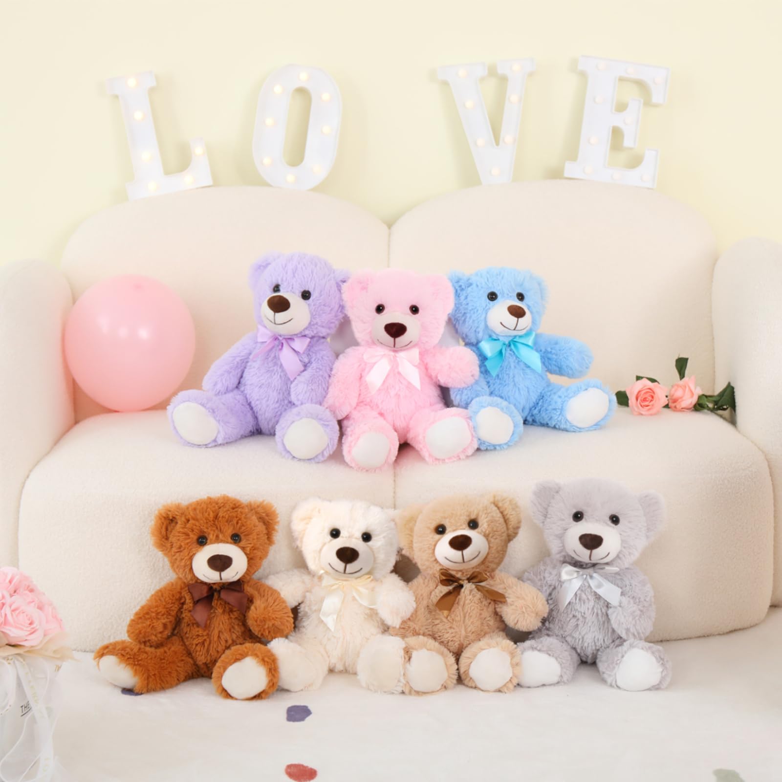 MorisMos 14in white teddy bear fluffy companion for kids.