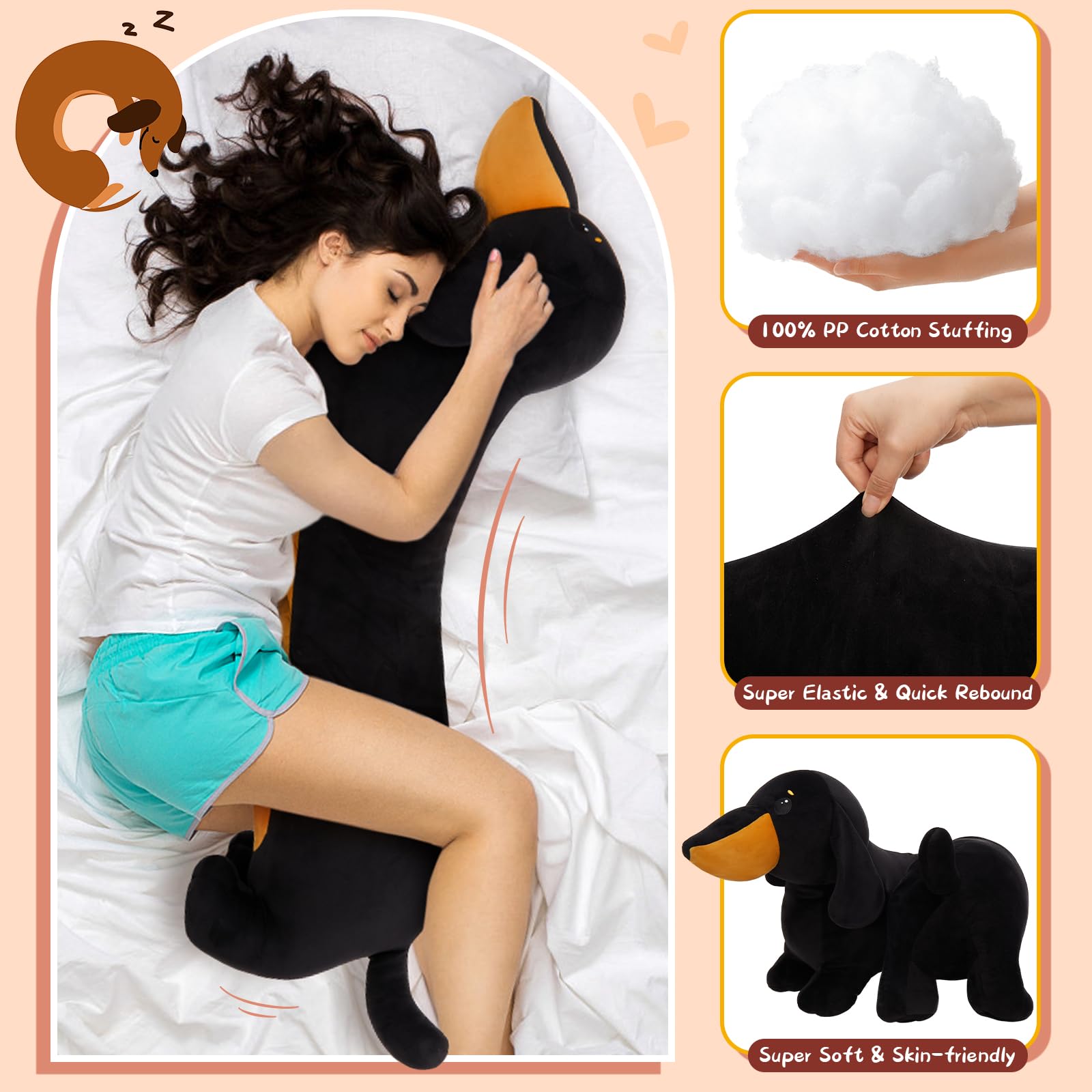 MorisMos dachshund plush perfect for car travel and comfort