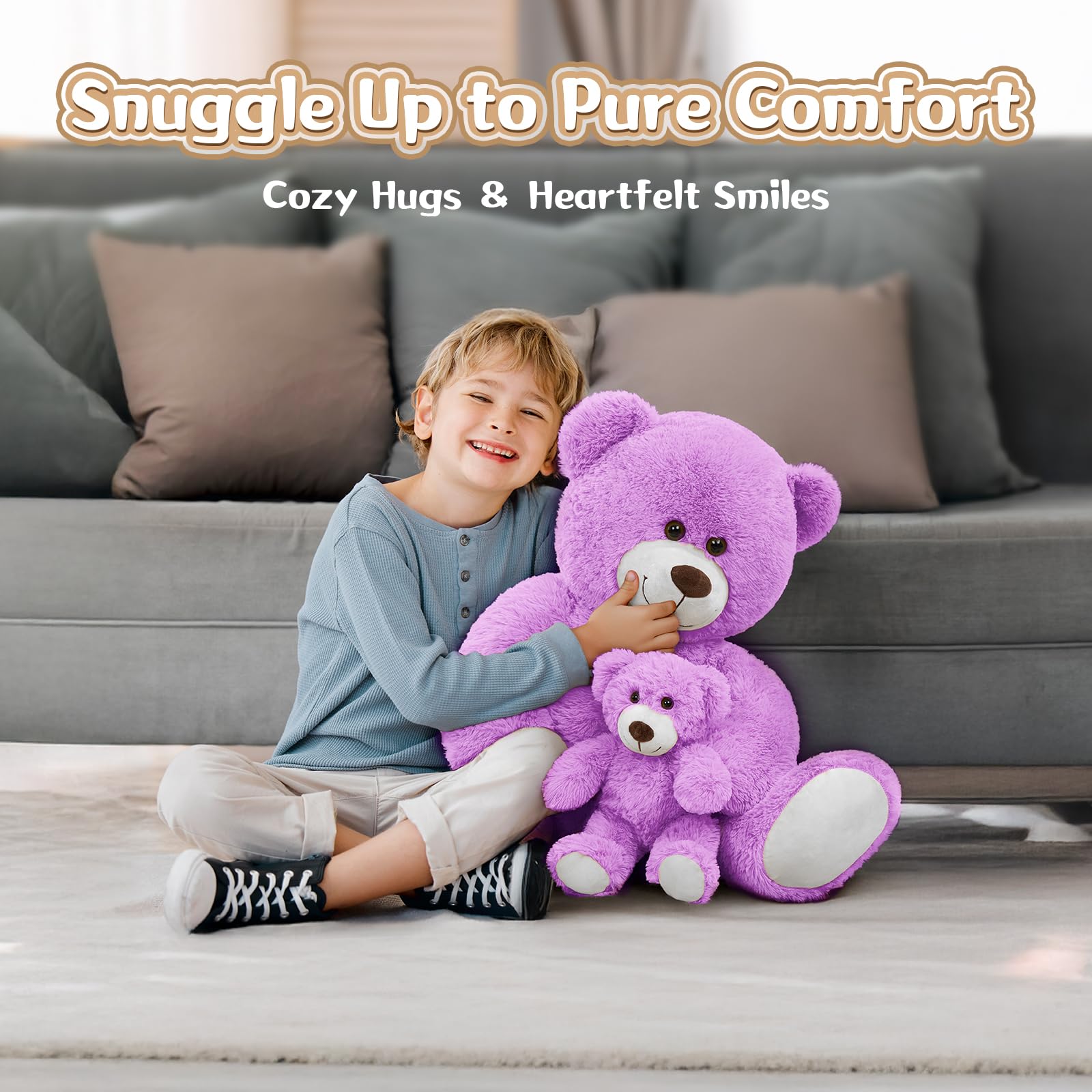MorisMos plush easy-care bear ships vacuum-packed for eco-friendly delivery and fluffing.