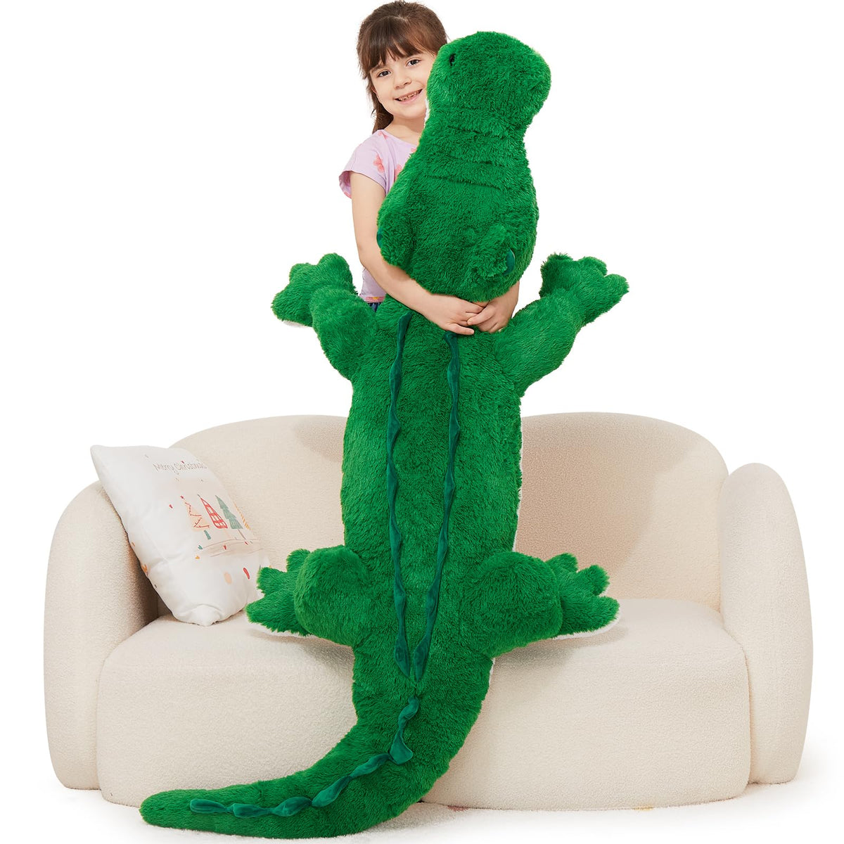 MorisMos giant alligator plush 67inch serves as a striking room centerpiece for bold decor and cozy play.