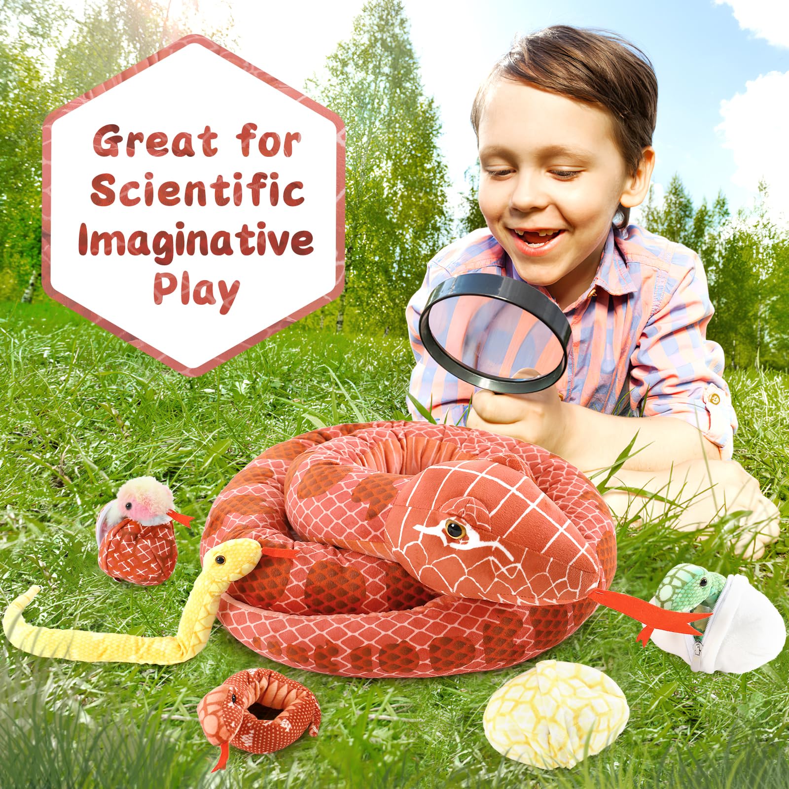 Kids engaging in imaginative play with the MorisMos giant snake set.