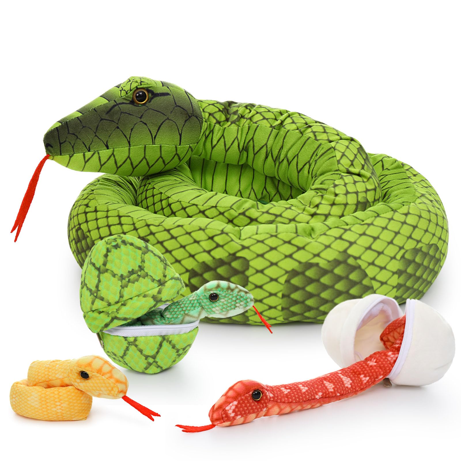 MorisMos giant snake mommy with babies plush invites imaginative play and storytelling.