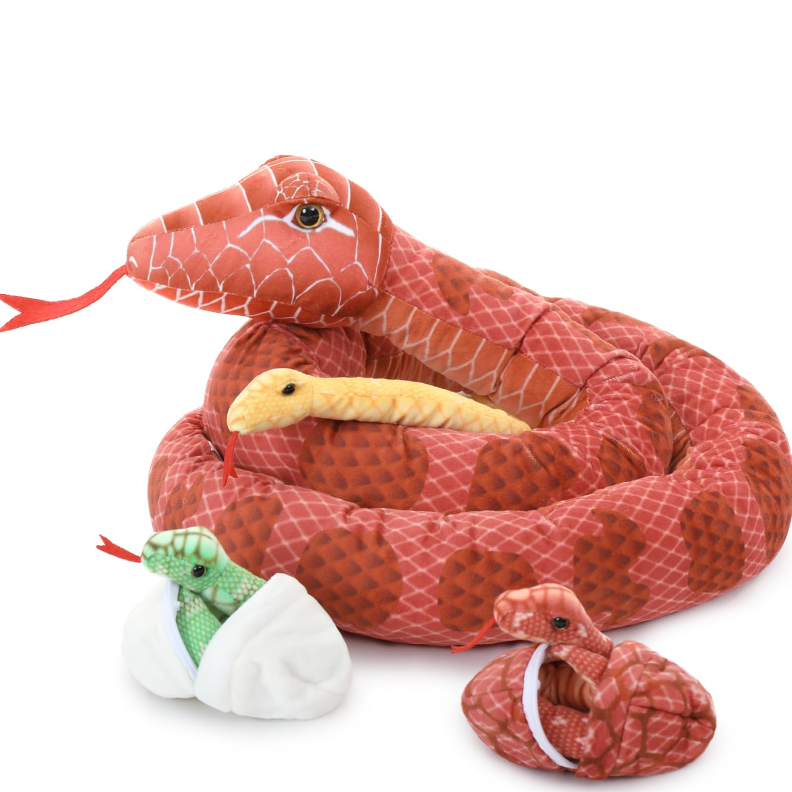 MorisMos giant snake plush with mommy and babies for cuddling and imaginative play