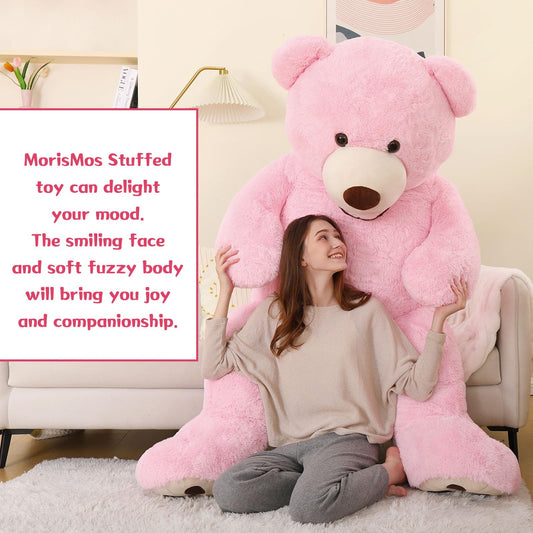 MorisMos 6ft pink teddy displayed on bed adds warm decor and love reminder