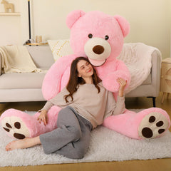MorisMos 6ft pink giant teddy close-up of plush fur for comforting hugs