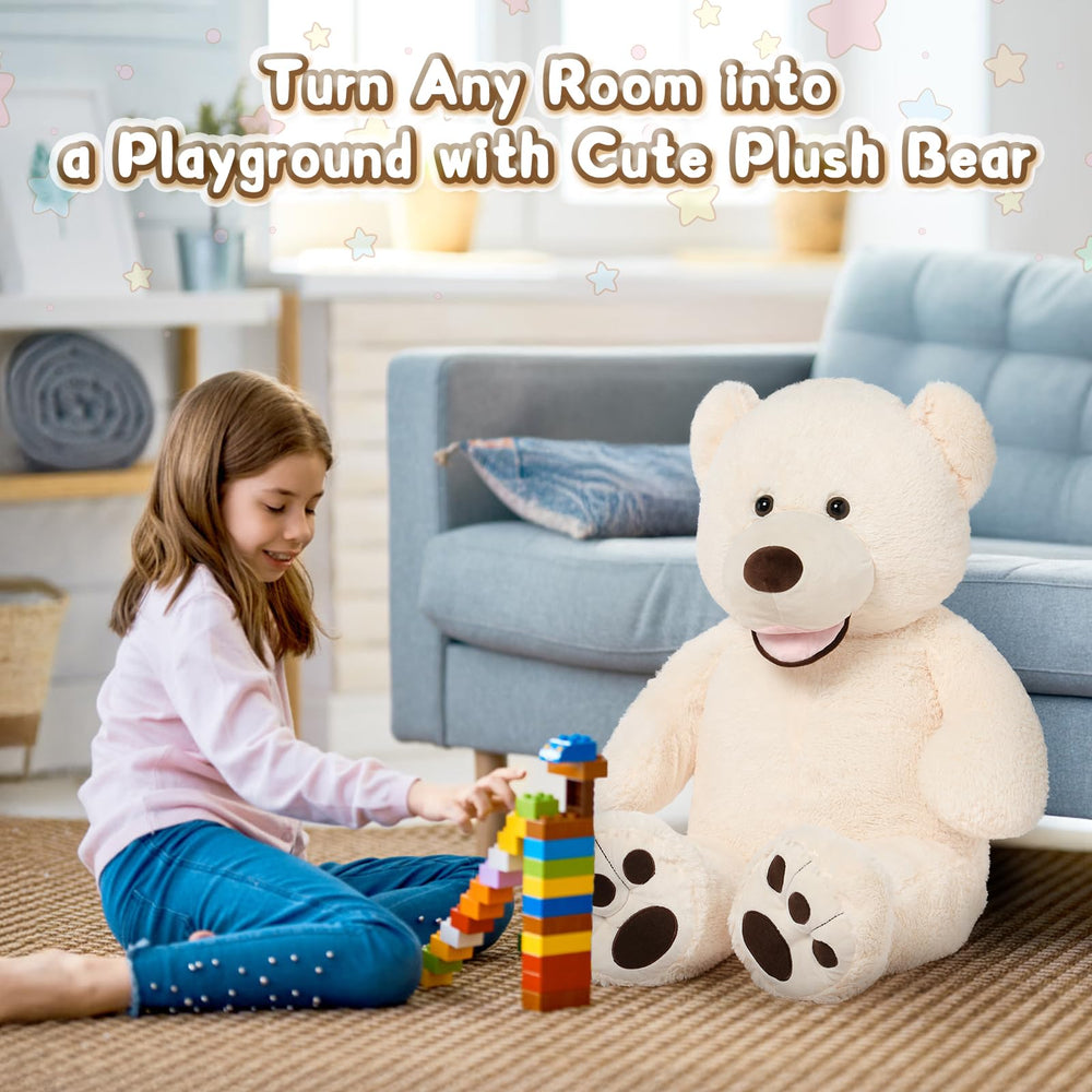 MorisMos beige teddy shipped vacuum-sealed, ready to fluff and reshape