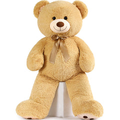 MorisMos giant teddy bear in full view offers a comforting, huggable presence for kids and loved ones.
