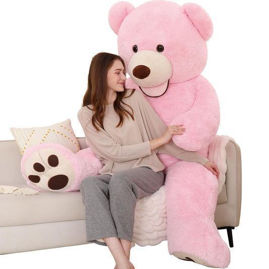 MorisMos giant 5ft pink teddy bear, full-body display for cozy decor.