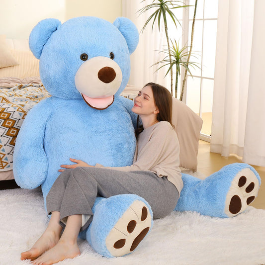 MorisMos 6ft teddy bear close-up shows ultra-soft plush fabric.