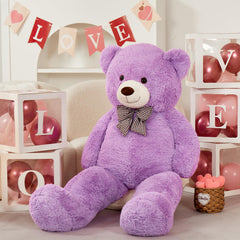 MorisMos violet fur teddy bear adds cozy charm and comforting touch.