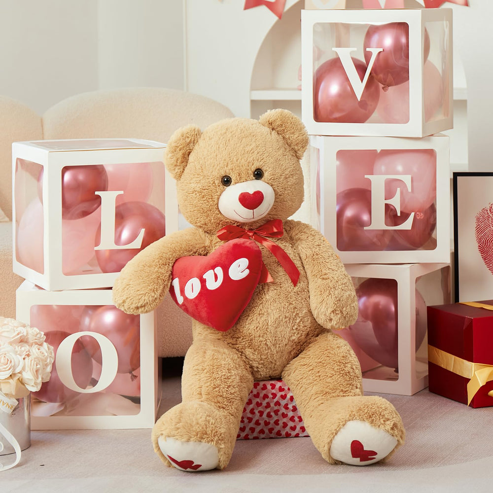 MorisMos Love Heart Red Giant Teddy Bear close-up of friendly face