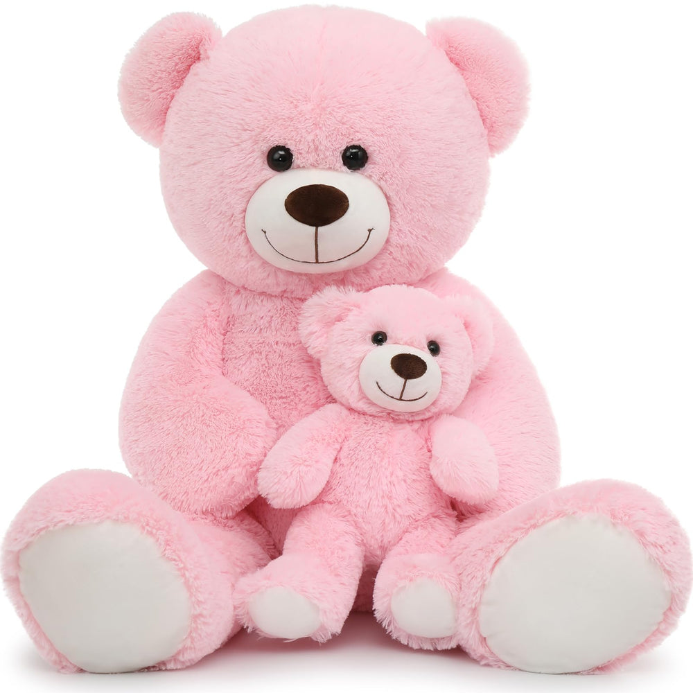 MorisMos Mom and Baby Giant Teddy Bear 39-inch pink — cuddly centerpiece and photo prop