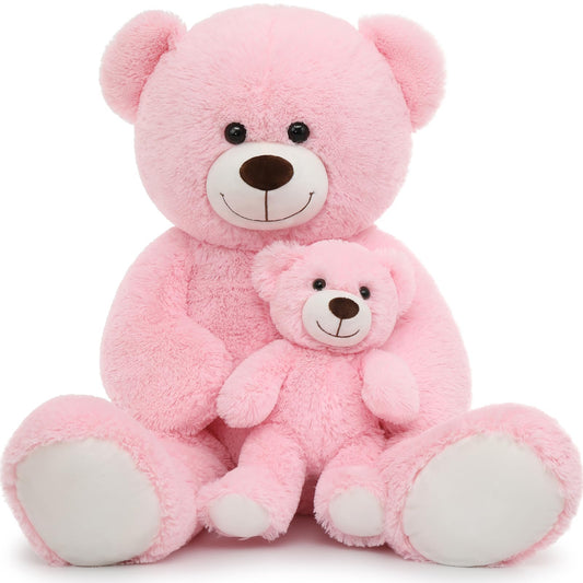 MorisMos Mom and Baby Giant Teddy Bear 39-inch pink — cuddly centerpiece and photo prop