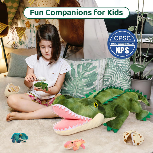 MorisMos plush alligator eggs and babies hatch for storytelling