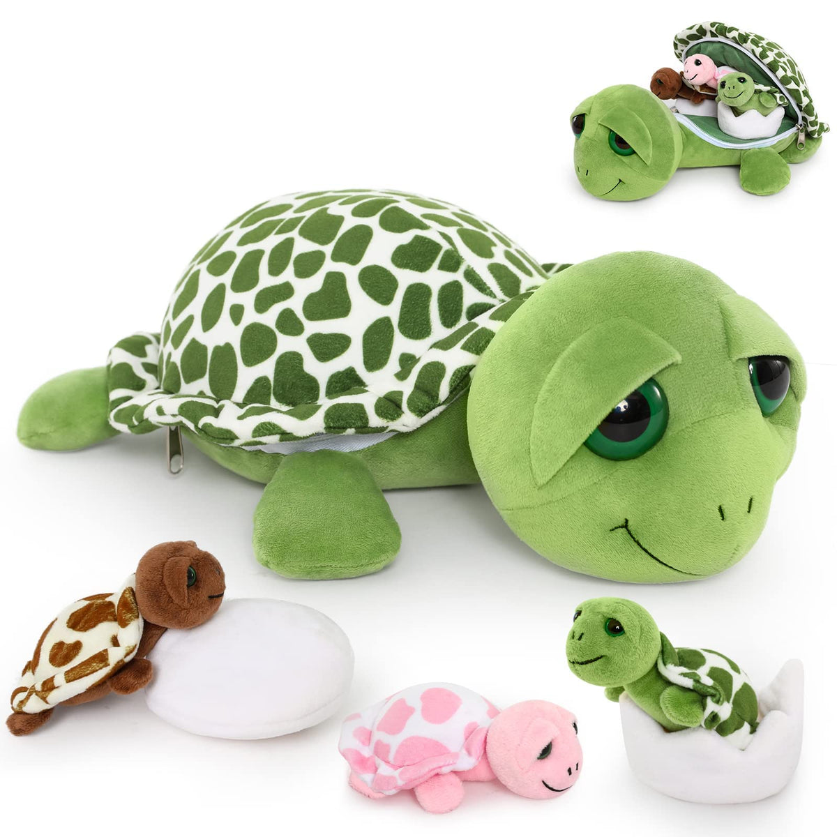 MorisMos sea turtle mommy with babies ready for cuddle-worthy pretend play.