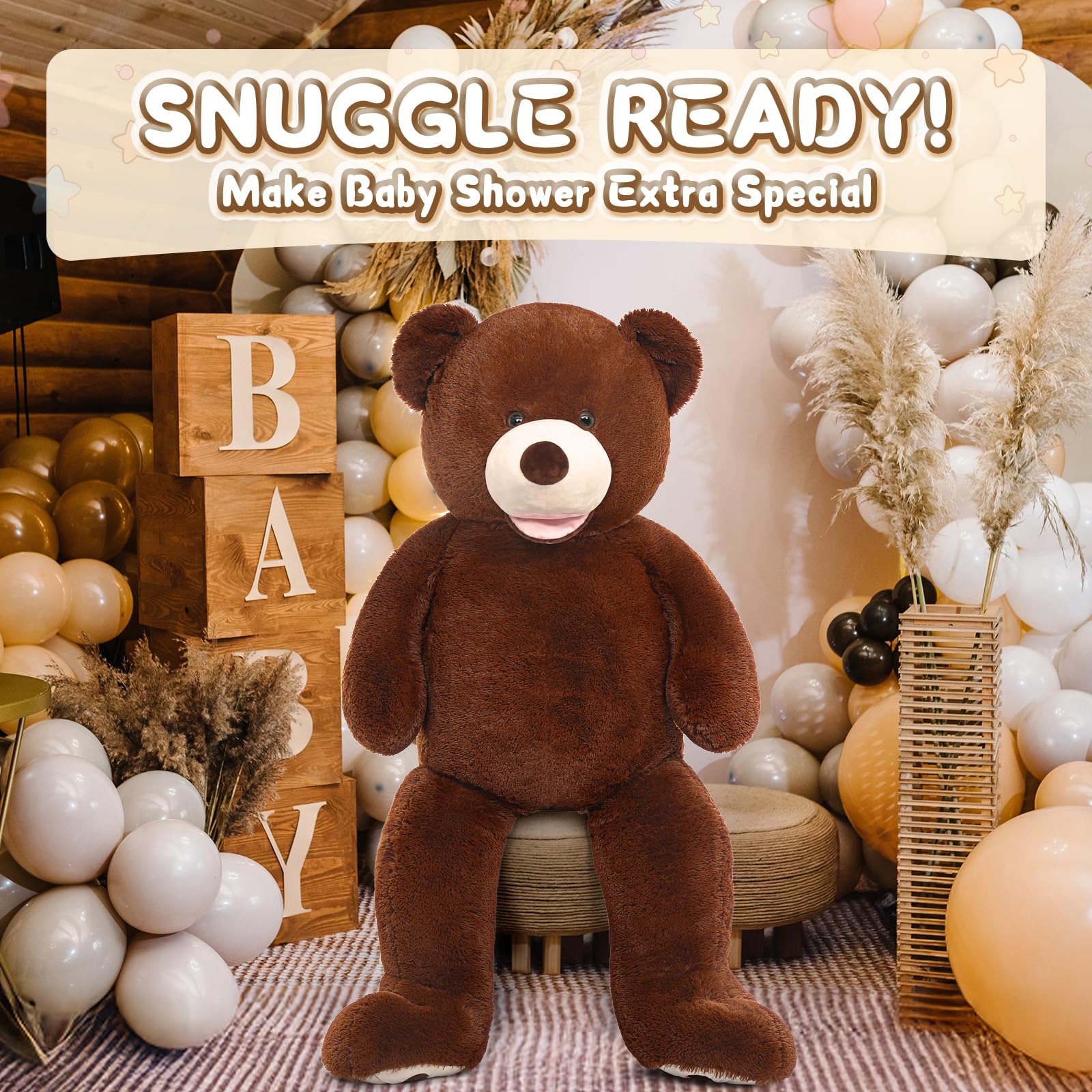 MorisMos Smile Giant Teddy Bear ships vacuum-sealed for safe protection.
