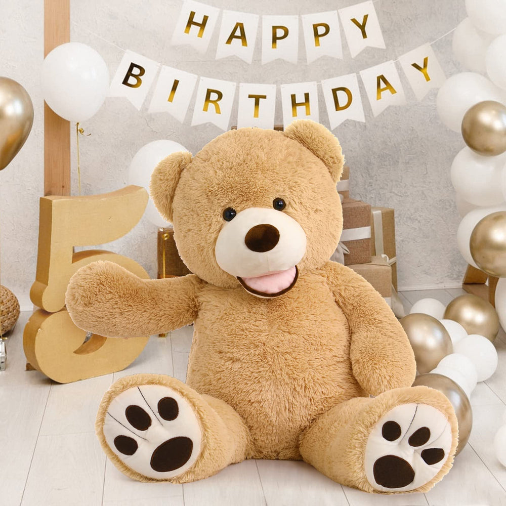 MorisMos 39-inch plush packaging images convey easy unboxing and fluff