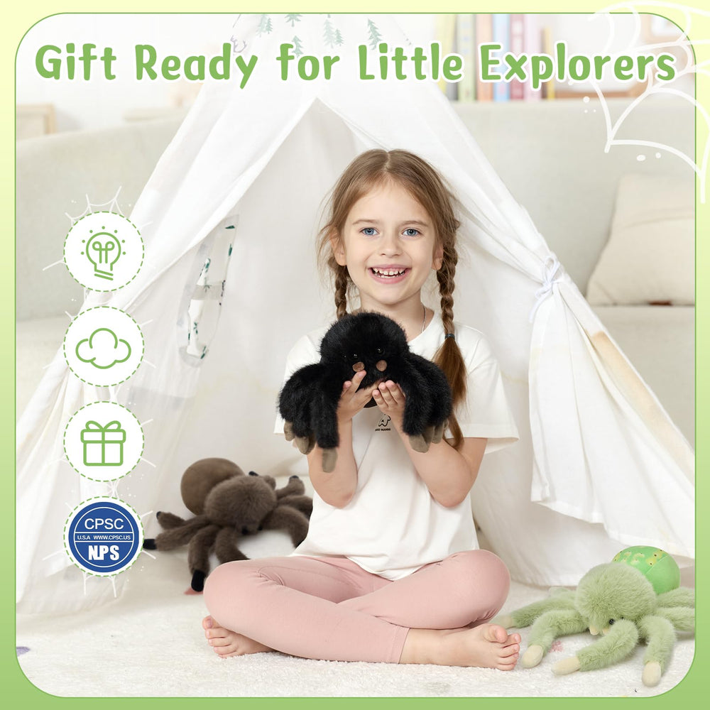 MorisMos spider plush gift-ready packaging suitable for birthdays.