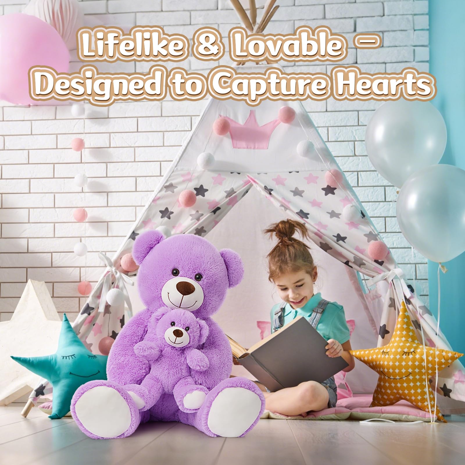 MorisMos teddy bear bedtime companion with ultra-plush fur for relaxing evenings.