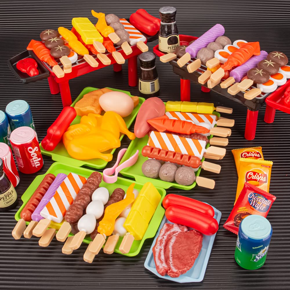 Morita Bokujo 80-piece grill playset top view enables imaginative kid cooking play.