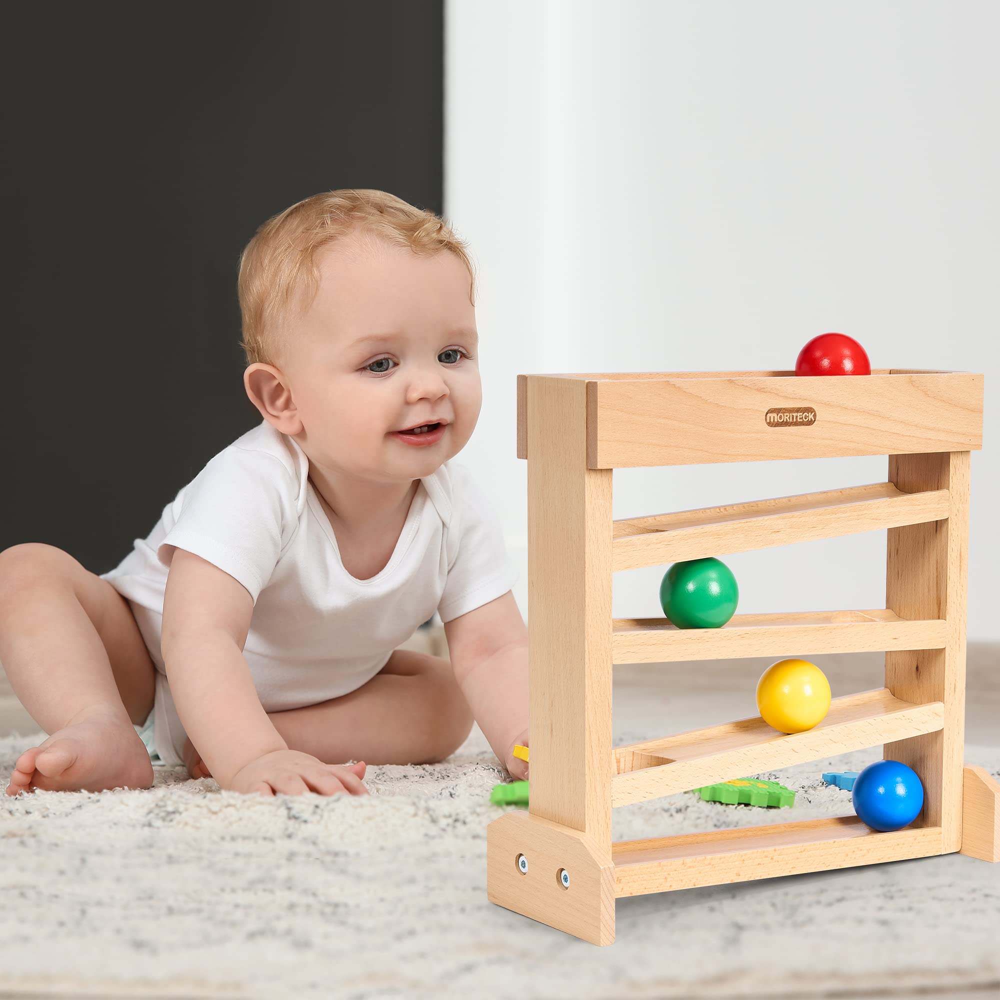 MORITECK colorful balls invite manipulation and visual tracking during playtime.