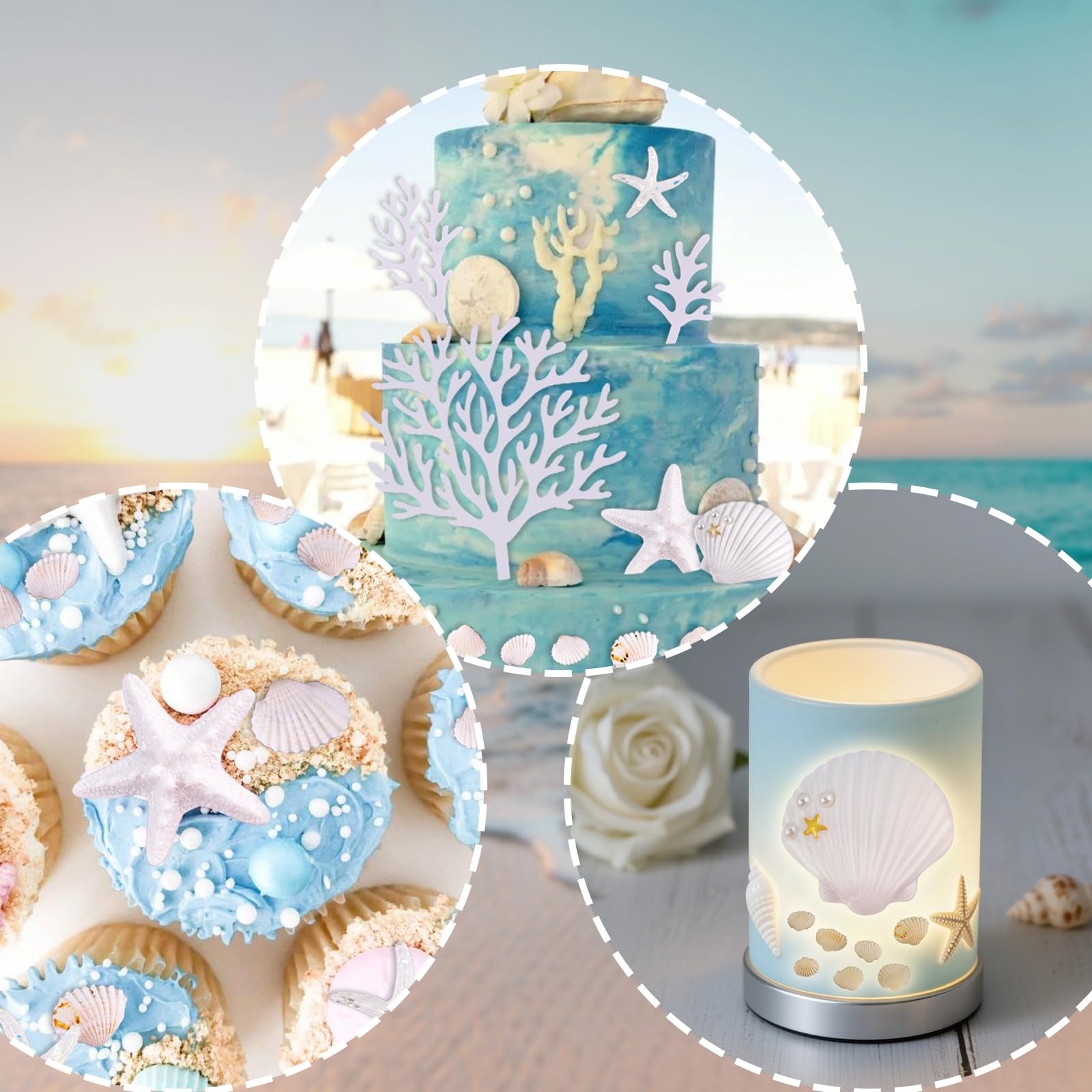 Morofme seaweed cupcake toppers add ocean texture.