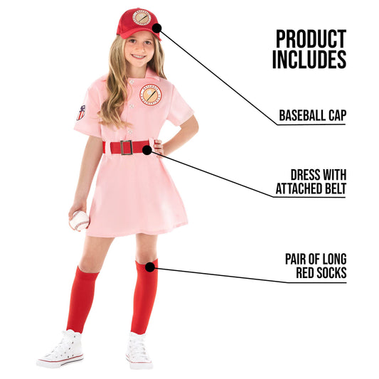 Morph pink baseball costume cap for girls, completes sporty look for play