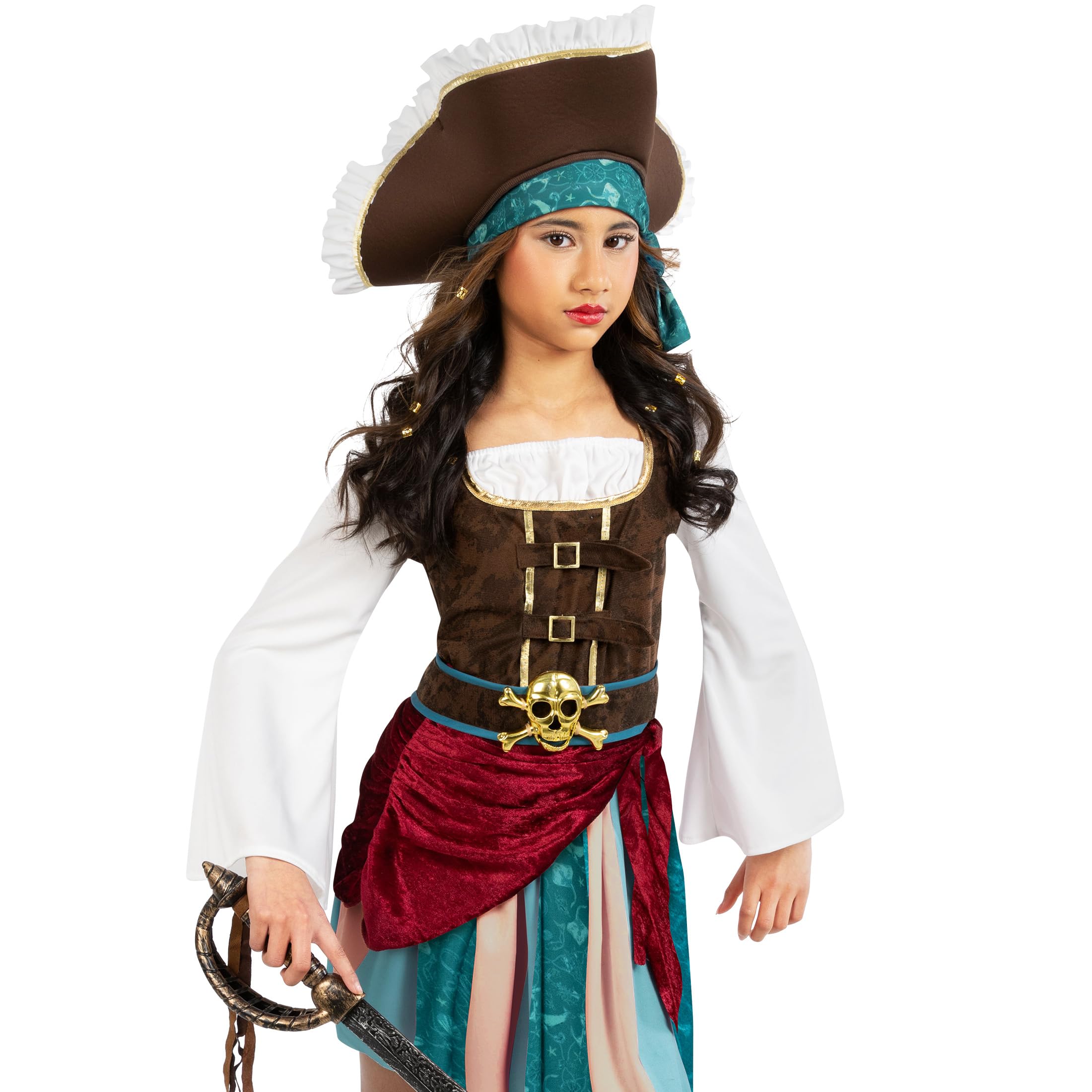 Morph Pirate Captain tie skirt detail enhances authentic pirate style for adventures