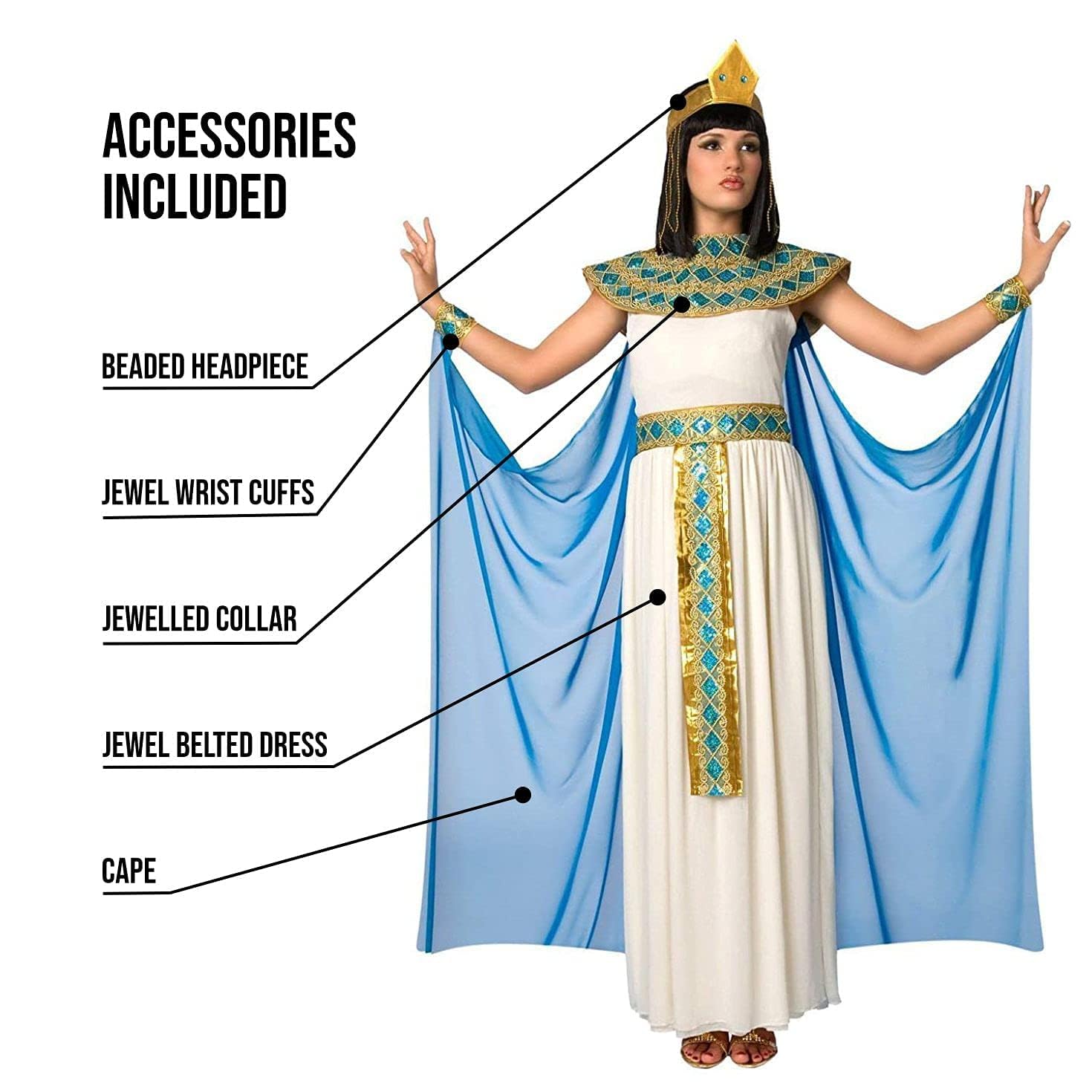 Morph Women's Blue Cleopatra collar highlights regal style for Halloween and cosplay events