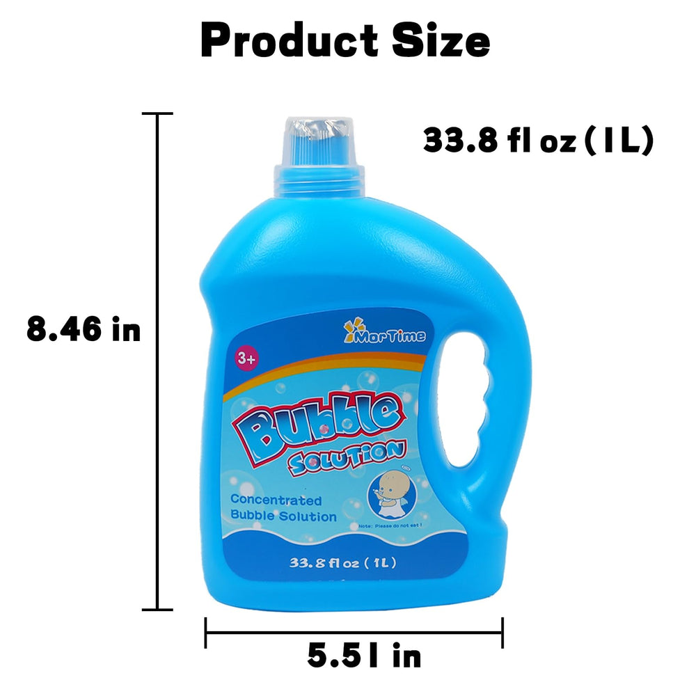 MorTime concentrated bubble solution dilution guide emphasizes flexible bubble sizes