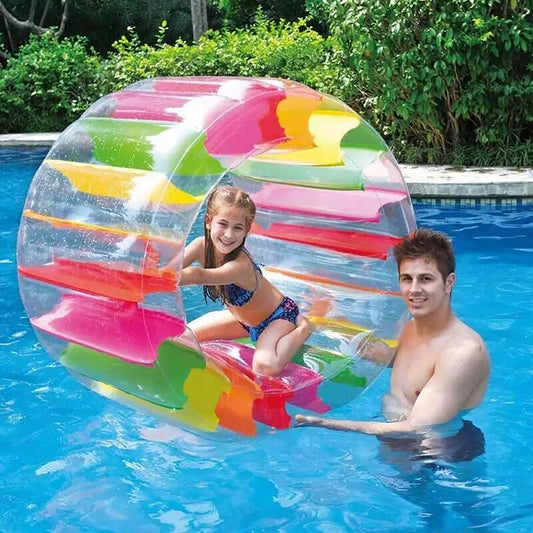 MorTime 40-inch rainbow roller float for vibrant pool fun and visibility