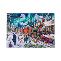 Mosaic Puzzles Christmas Cheer on the Tracks puzzle box and packaging for gifting