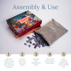 Mosaic Puzzles Through The Looking Glass 1000-piece set with dust-free handling.