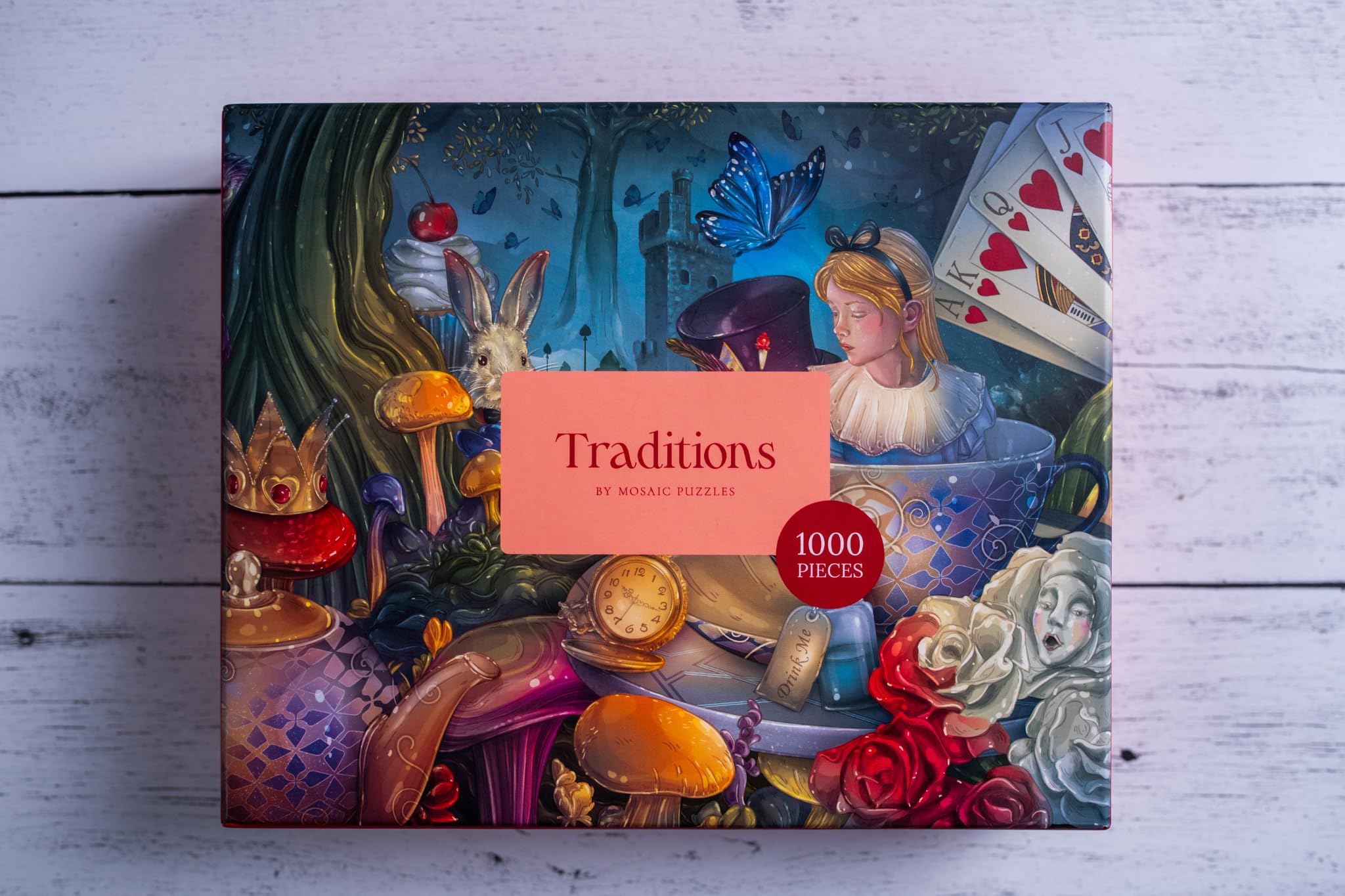 Mosaic Puzzles Through The Looking Glass gift-ready packaging signals a timeless tradition.