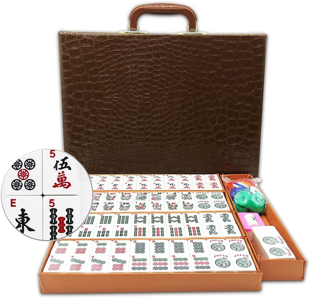 Mose Cafolo American Mahjong tiles with white engravings for premium, portable gameplay.