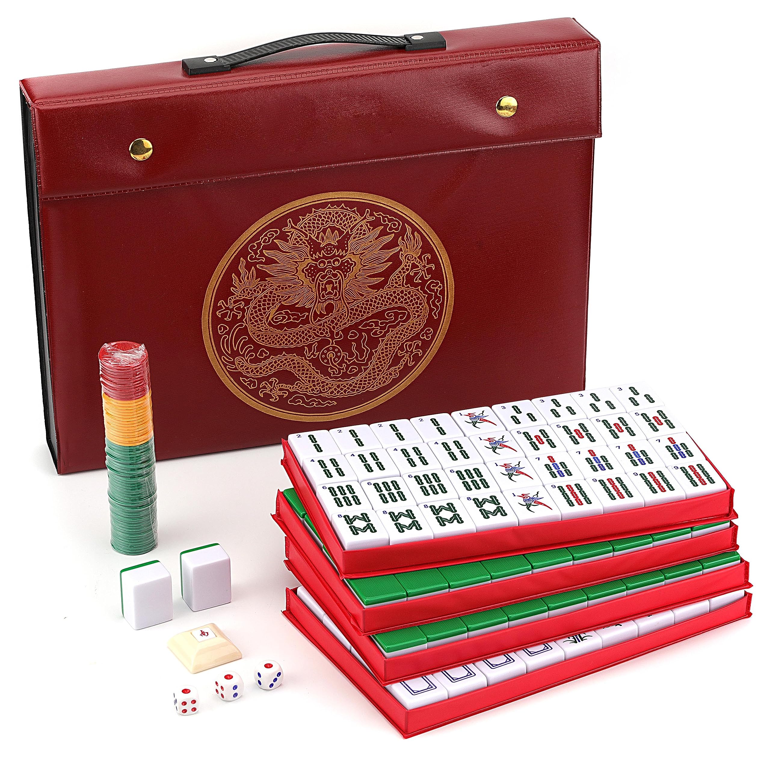 Mose Cafolo mahjong set in case with large readable tiles for travel play