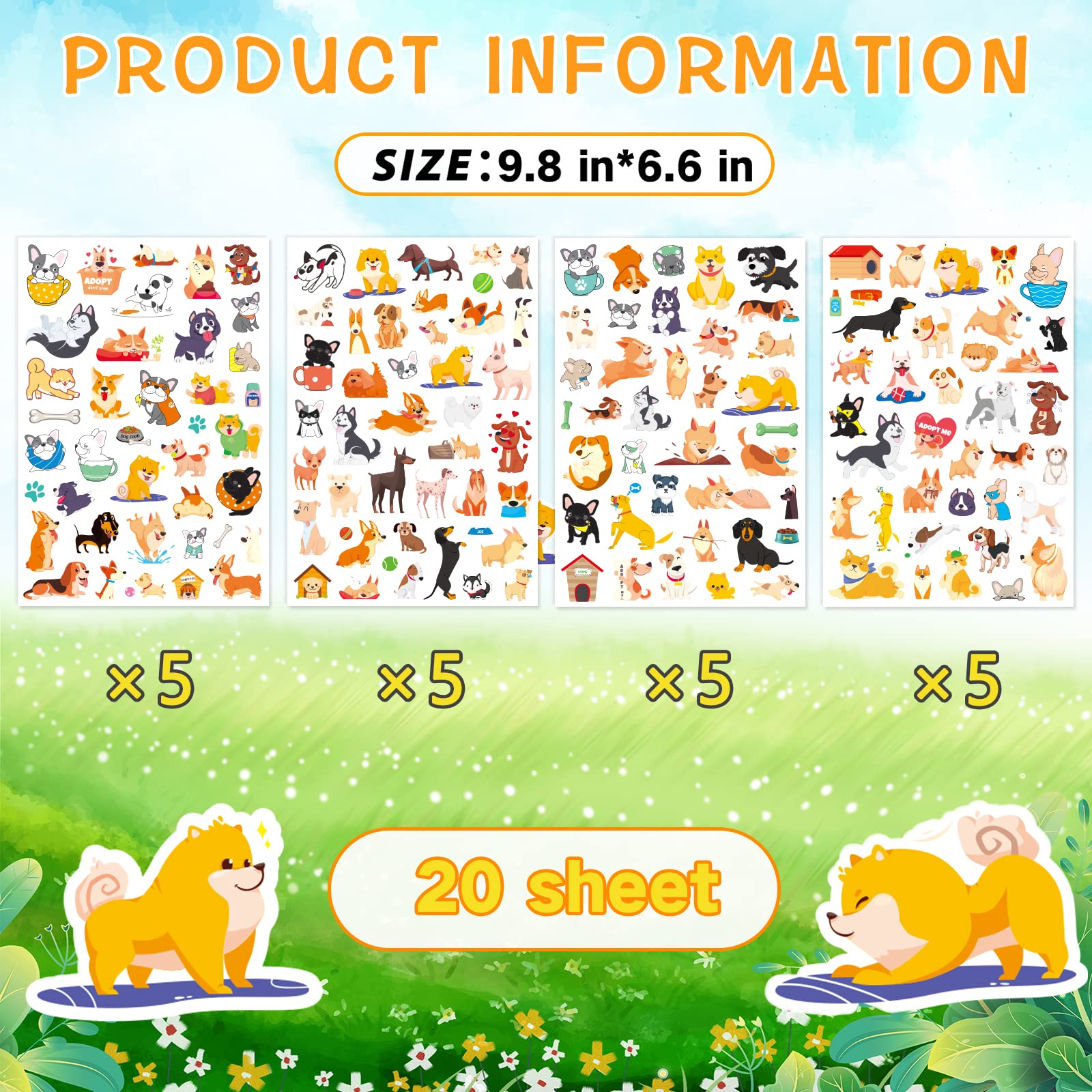MoShining dog stickers invitations decorate cards with playful charm.