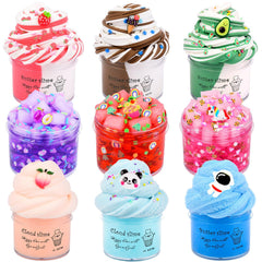 MOSHRERUHUA 9-pack slime kit packaging showcases varied colors for creative play.