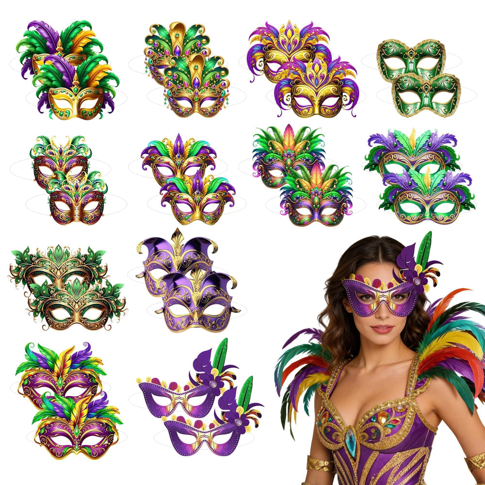 MOSIOBERDAVIAN Mardi Gras masks bulk pack ready for festive parties and easy sharing