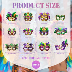MOSIOBERDAVIAN 24 elastic-band masquerade masks ideal for quick wear at events