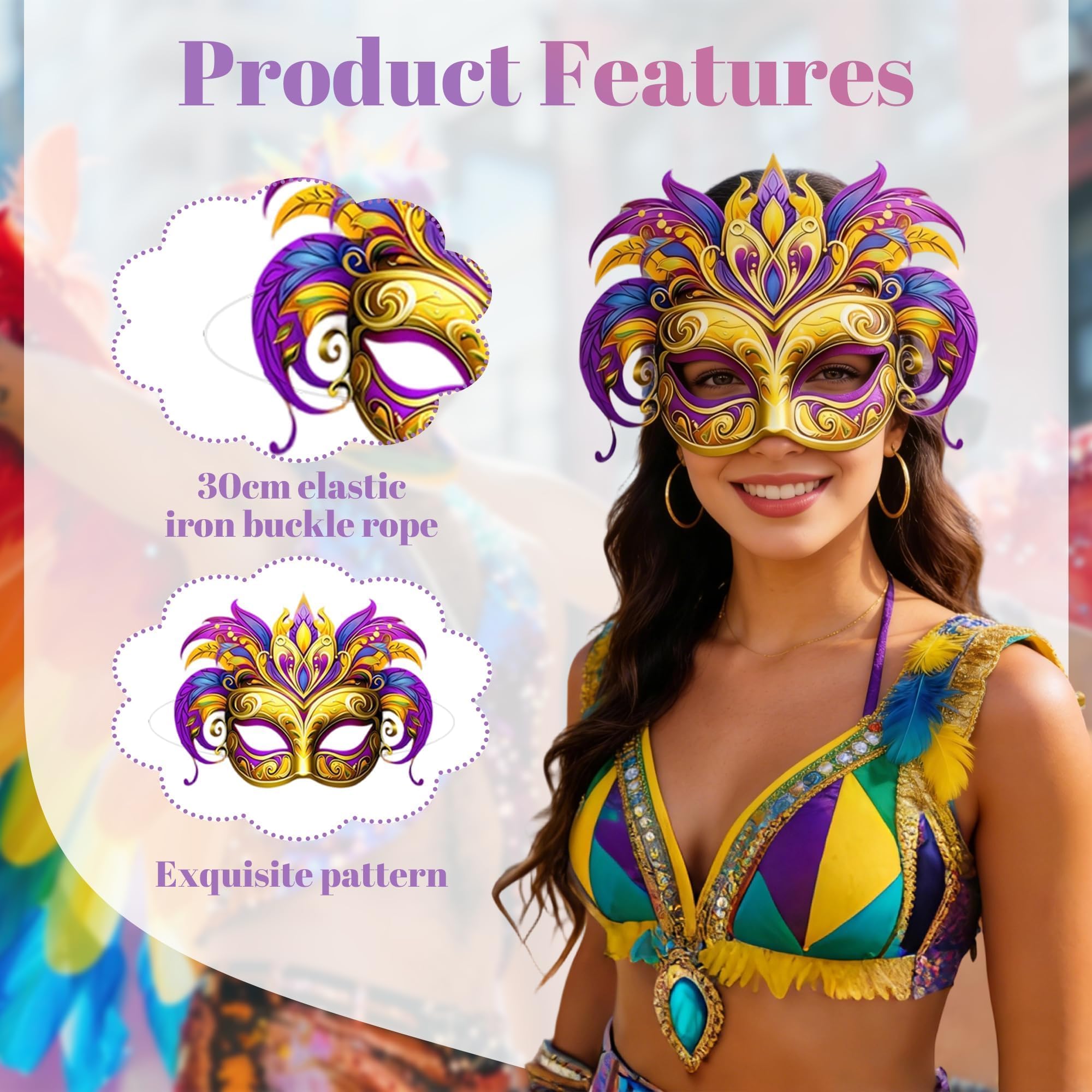MOSIOBERDAVIAN paper masks in vibrant colors perfect for carnival costumes