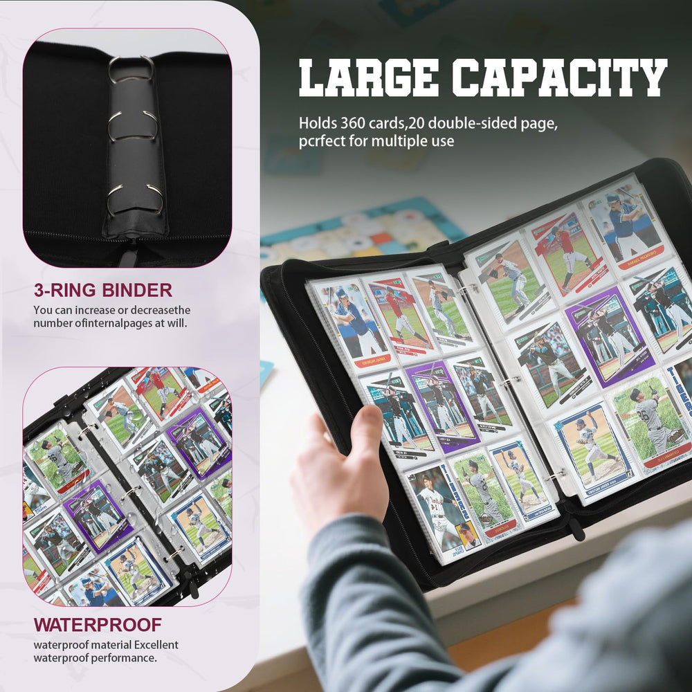 3-ring binding with visible sleeves enhances organization and expansion.