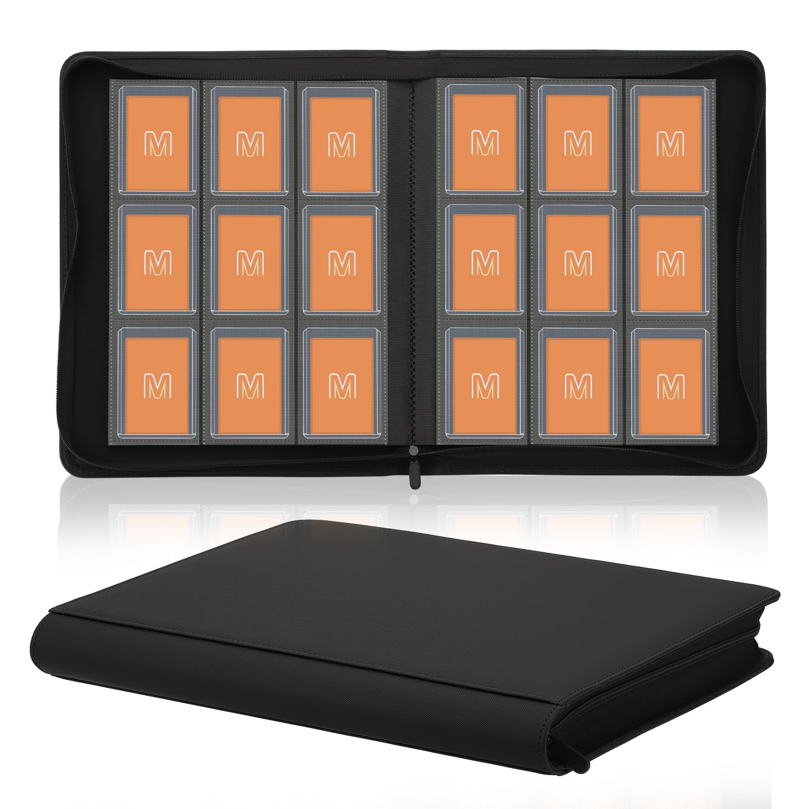 MOSLA Toploader Binder cover closed in textured PU leather for secure storage.