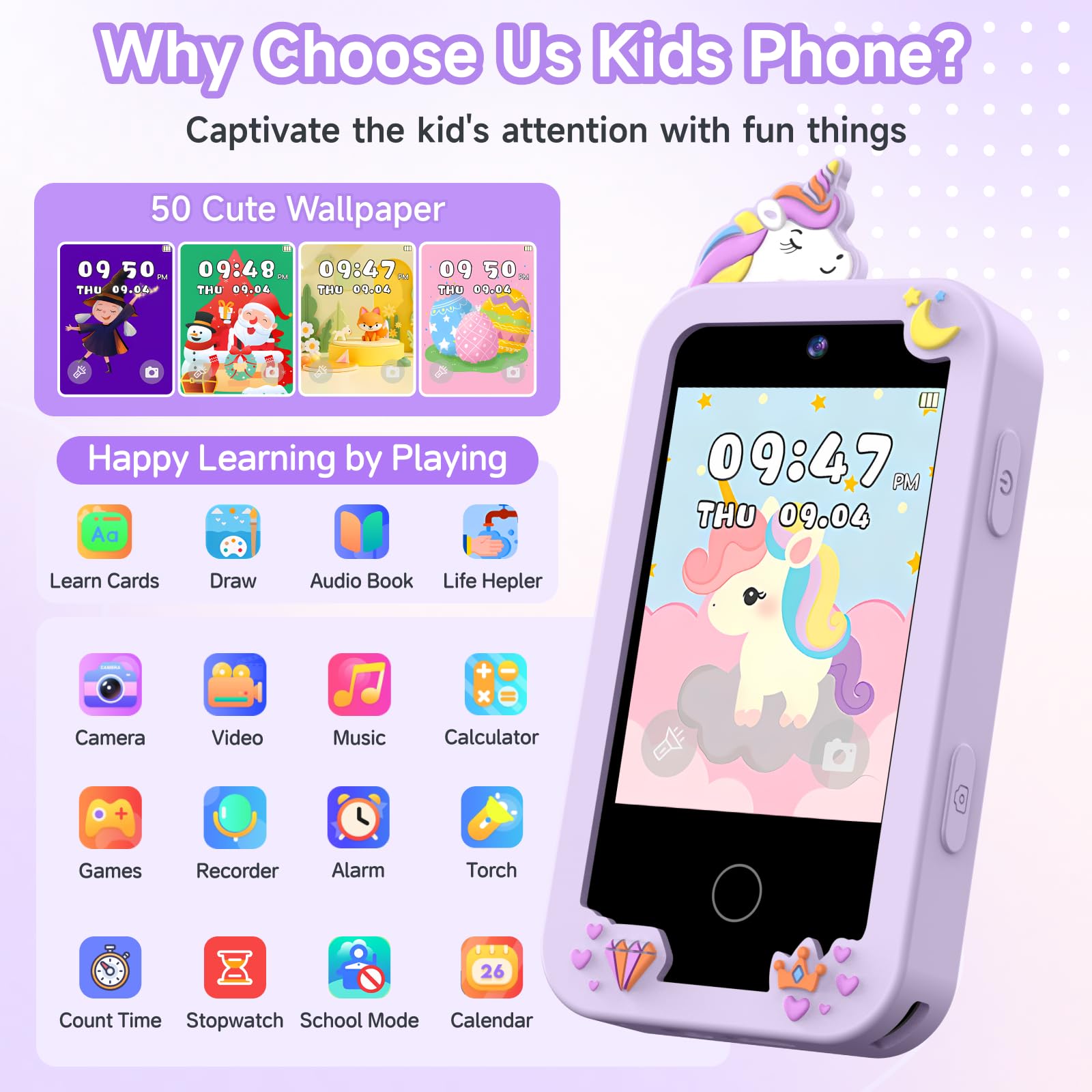 MOTCTQVD kids phone rear camera for creative photo adventures with friends