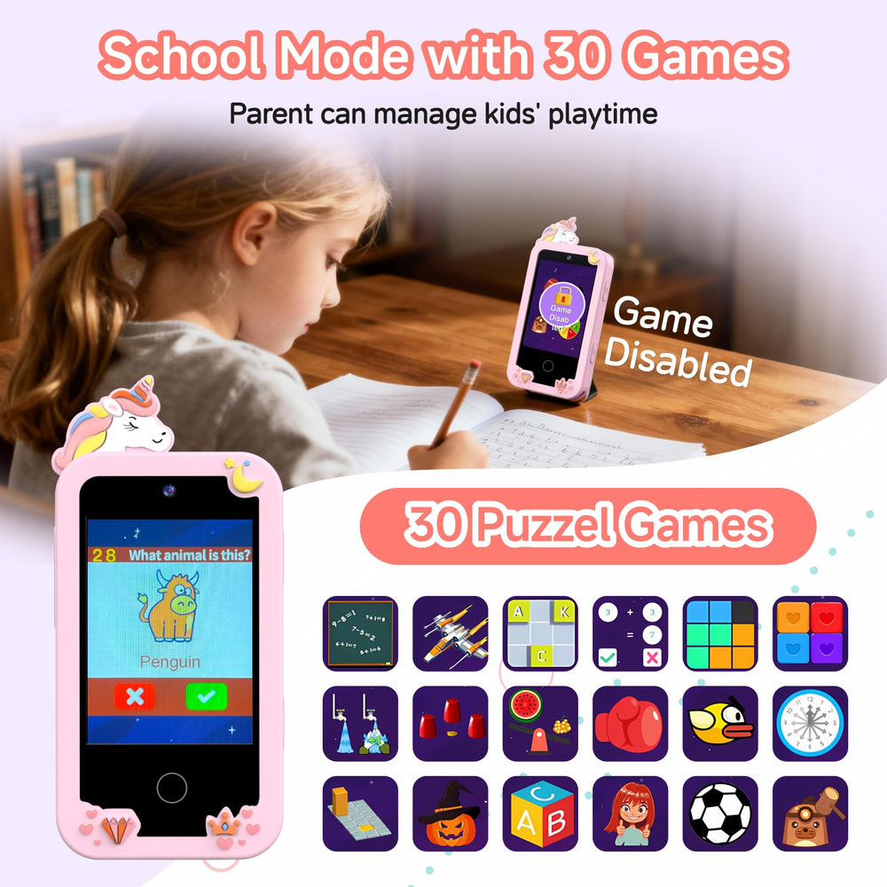 MOTCTQVD Kids Phone 8GB storage supports offline games and audiobooks.