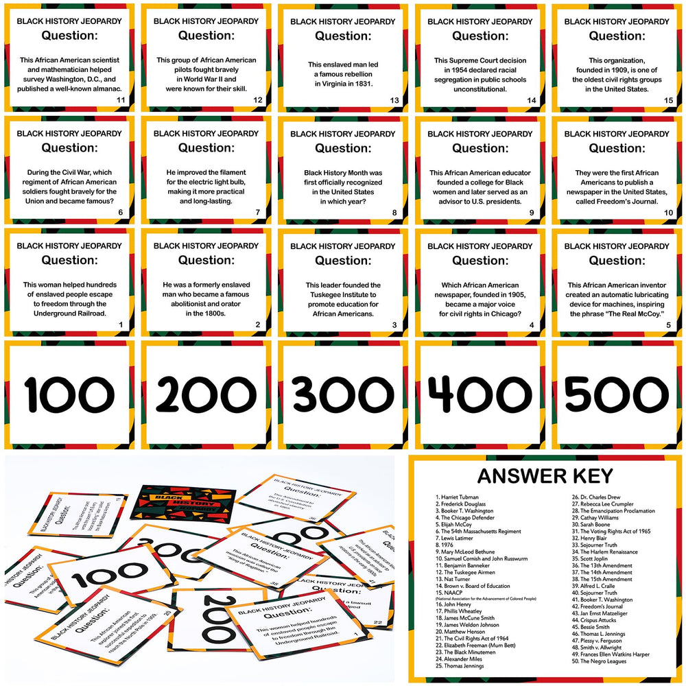 MotiMind Black History Trivia Card Set for classroom learning and engagement.