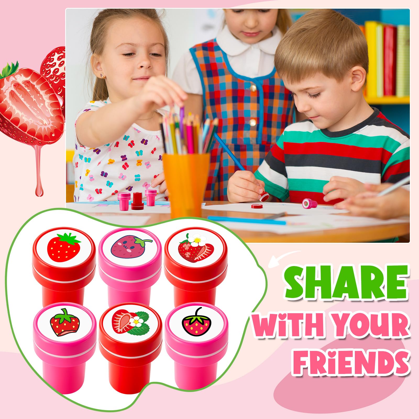 MotiMind strawberry stamps enhance DIY cards and gift wrap with charming designs