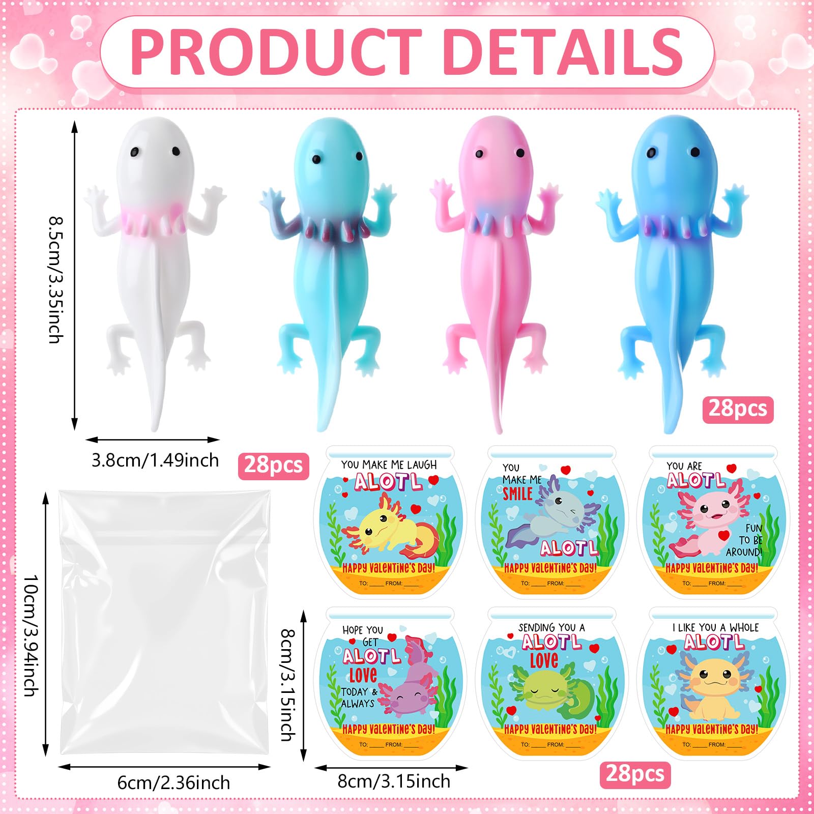 Motionchic axolotl card blue, adds charm to party favors and gifts.